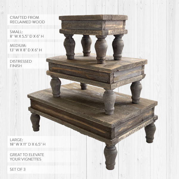 Tabletop Riser Kit Reclaimed Wood Tabletop Risers Set - Decor Steals