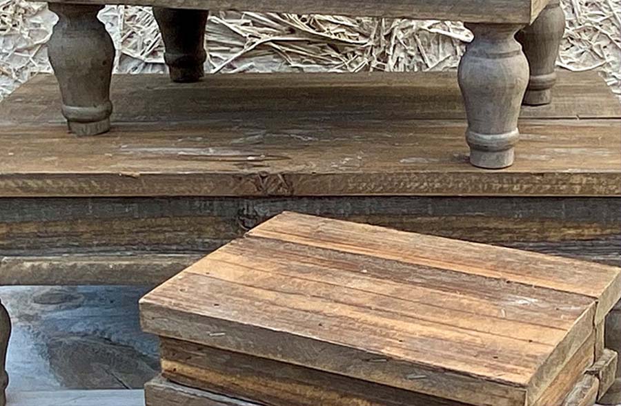 Reclaimed Wood Tabletop Risers Set - Decor Steals