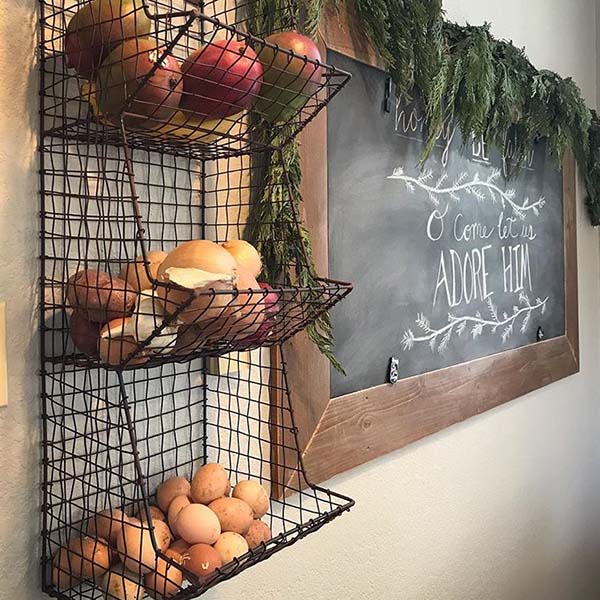 Kitchen Storage Wall Hanging Fruit Basket Rustic Style gift