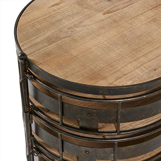 Rustic Rolling Side Table with Swiveling Cubbies