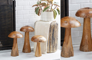 Organic Wooden Mushrooms, Set of 3