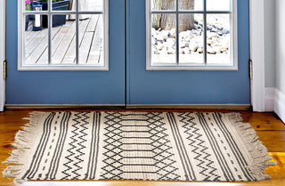 Tribal Inspired Woven Rug with Fringe