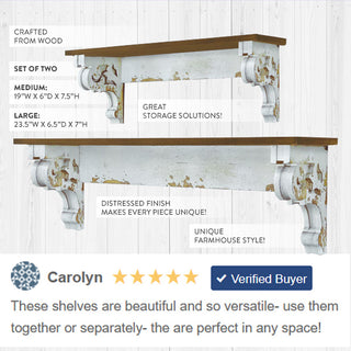 Distressed Corbel Wall Shelves, Set of 2