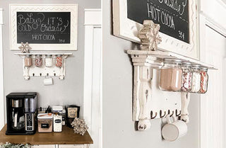 Chippy White Wooden Shelf with Hanging Mason Jars