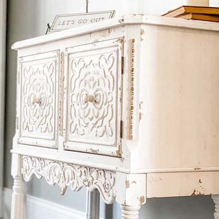 Antique-Inspired Chippy White Wooden Cabinet