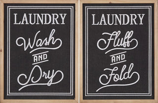 Wooden Framed Laundry Signs, Set of 2