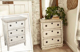 French Whitewashed Three Drawer Dresser