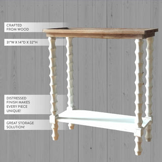 Whitewashed and Natural Wooden Console Table