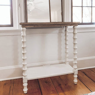 Whitewashed and Natural Wooden Console Table
