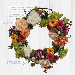 Premium Mixed Floral and Vine Wreath