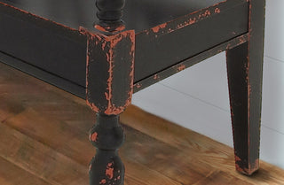 Black Distressed Wooden Bench