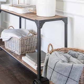 Farmhouse Industrial Rolling Cart Table