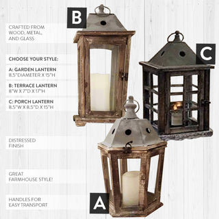 Oversized Reclaimed Wooden Lanterns, Pick Your Style