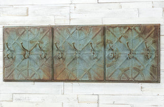 Rusted Patina Triple Ceiling Tile Hooks, Pick Your Color