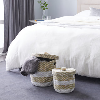 Two-Toned Seagrass Storage Baskets, Set of 2