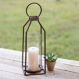Metal Framed Pillar Candle Lantern