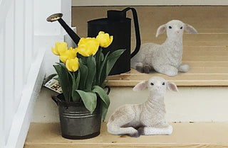 Spring Lamb Figurines, Set of 2