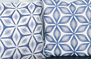 Navy and White Patterned Pillows, Set of 2