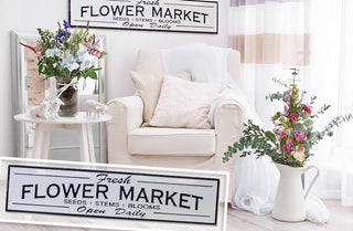36 Inch Long Flower Market Sign