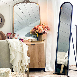 Floor Mirror with Metal Frame and Stand