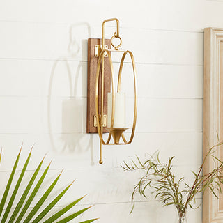 Wood and Metal Framed Wall Sconce