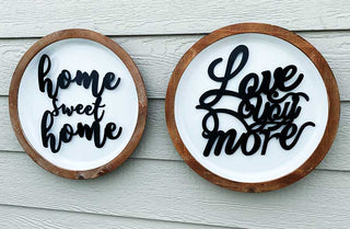 Round Wooden Framed Script Sign, Pick Your Style