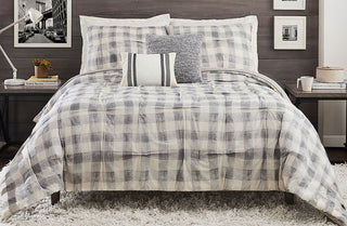 High-Quality Grey Plaid Bedding 5 Piece Set, Pick Your Size