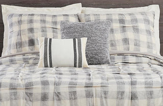 High-Quality Grey Plaid Bedding 5 Piece Set, Pick Your Size