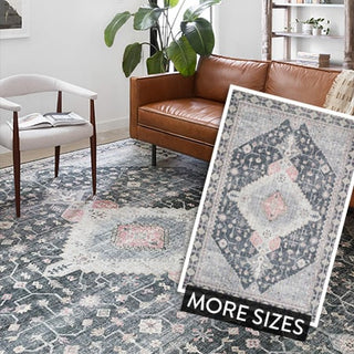 Distressed Pattern Charcoal Rug, Pick Your Size
