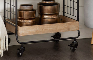 33 Inch Brown Wooden Bar Cart