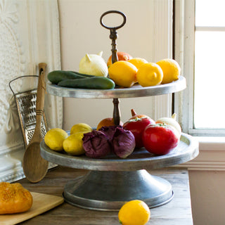 Vintage Galvanized Two Tiered Stand