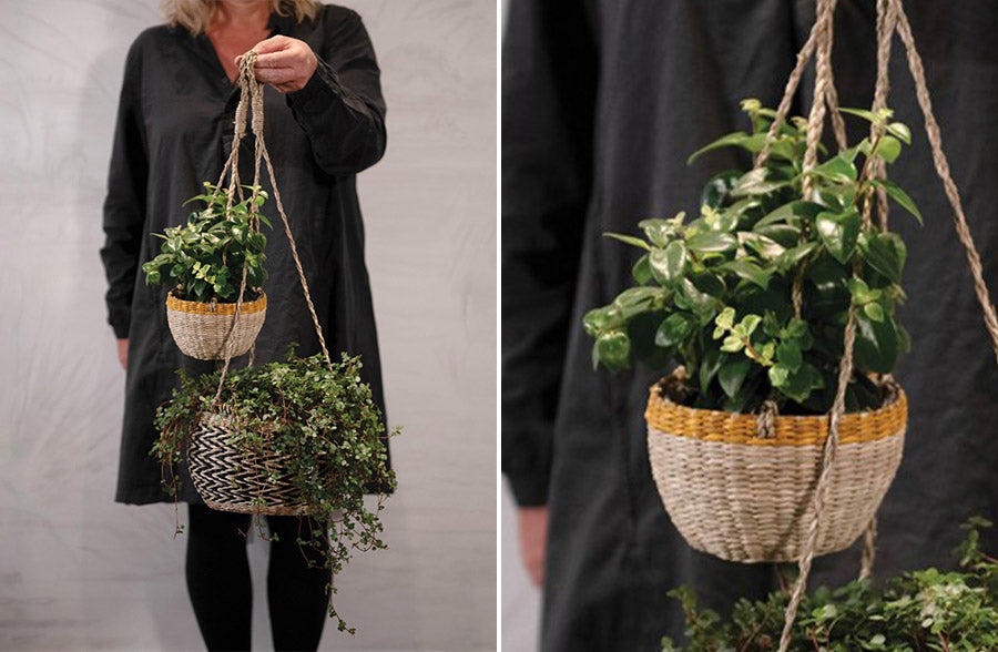weave hanging plant holder Hand-Woven Hanging Seagrass Planter