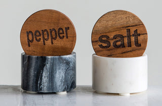 Marble Salt & Pepper Jar with Wooden Lid