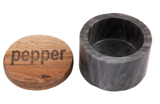 Marble Salt & Pepper Jar with Wooden Lid