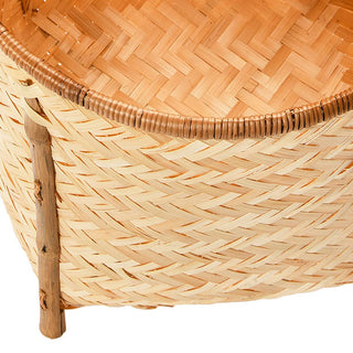 Natural Woven Bamboo Baskets with Legs, Set of 4
