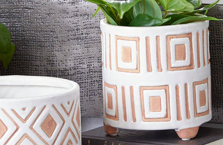 Tribal Inspired Ceramic Planters, Set of 3