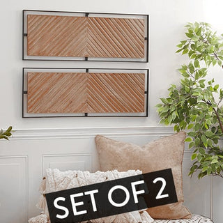 Wood and Metal Wall Panel Decor, Set of 2
