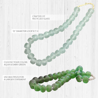 Recycled Glass Bead Garland, Pick Your Color