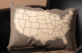 USA Cream Canvas Throw Pillow