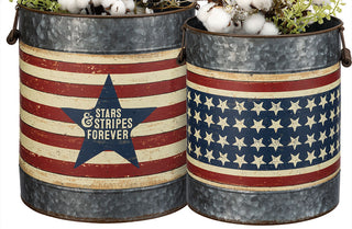 Stars & Stripes Galvanized Bucket Set