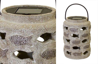Cement Solar Lantern with Fish Design