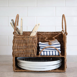 Rattan Tabletop Compartment Caddy