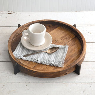 LARGE Rustic Modern  Round Wooden Tray
