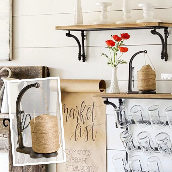 Cast Iron String Holder with Scissors | Vintage Inspired - Decor Steals
