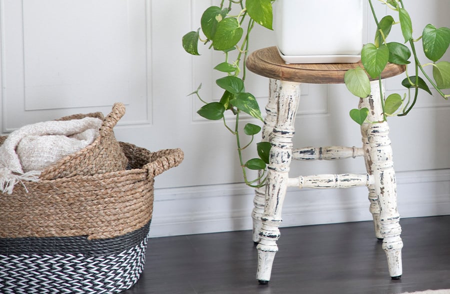 Distressed Wooden Stool - Decor Steals