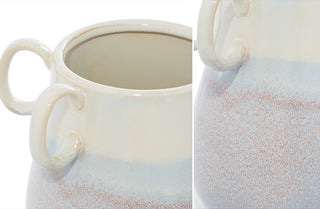 White Ceramic Decorative Farmhouse Vase, Set of 2