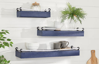 Wood and Rope Shelves, Set of 3