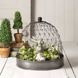French Chicken Wire Cloche with Tray