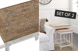 Ornate Wooden Nesting Tables, Set of 2