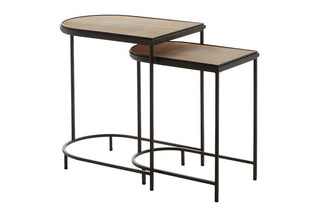 Distressed Wood and Metal Nesting Side Tables, Set of 2